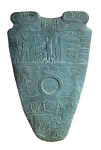 The side of the Narmer Palette with the two serpopards